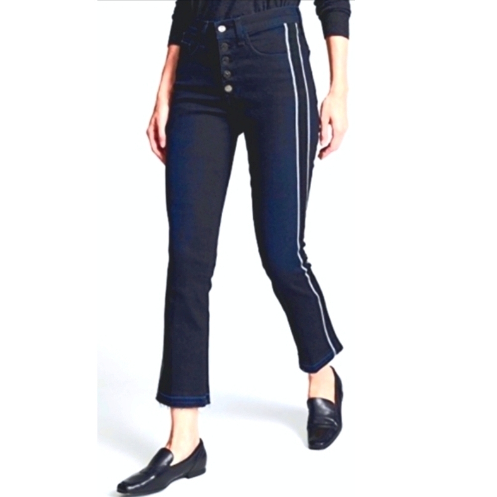 Veronica Beard Jeans Carolyn High Waist Side Tux Stripe Baby Bell 24 - Picture 12 of 12